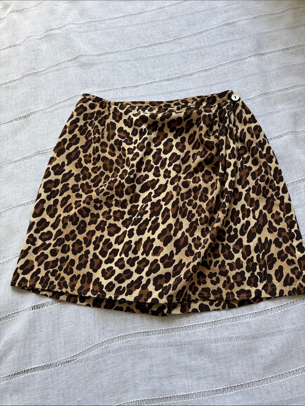Newport News Leopard Print Wrapped Mini Skort in Tan and Brown